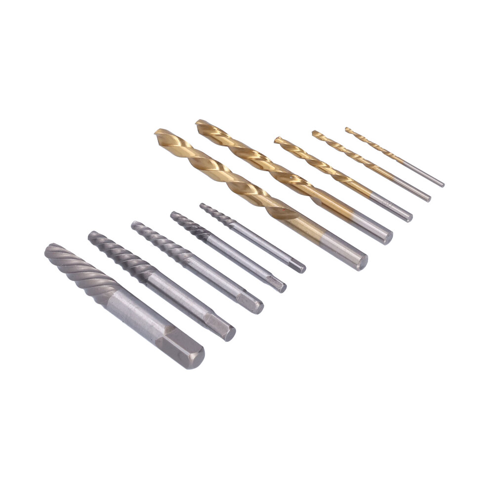 10Pcs Hss Screw Extractor Set, Sizes 5/64-19/64In, Left Hand Drill Bits 7891388270139