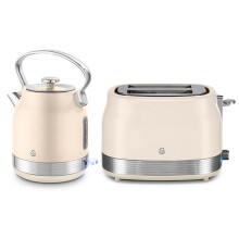 Swan Retro Revive Cream Traditional Kettle & 2 Slot Toaster Set