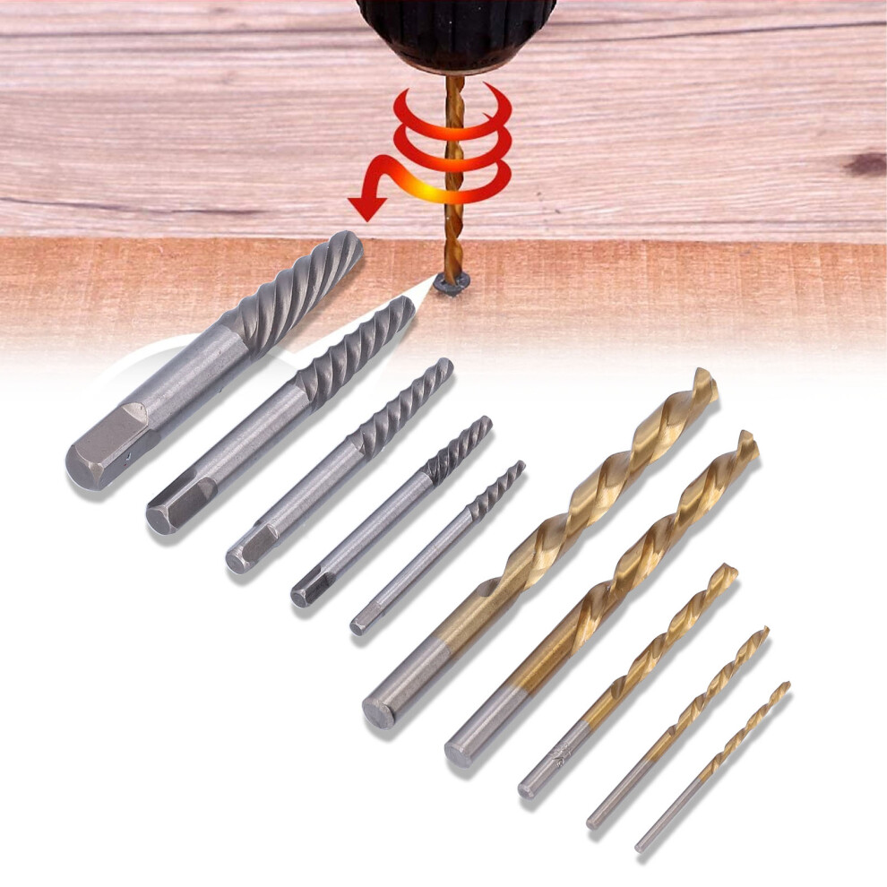 10Pcs Hss Screw Extractor Set 5/64-19/64In Damaged Bolt Remover 3701391457684