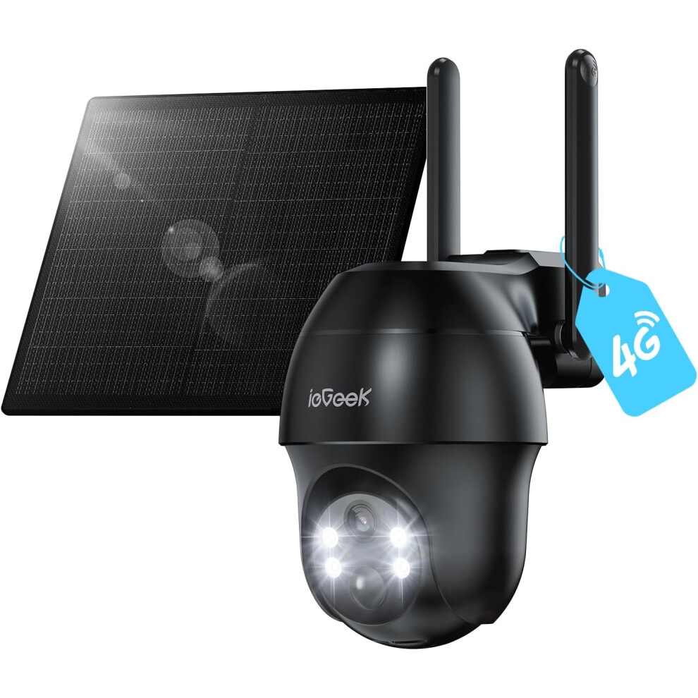 Iegeek 3G/4G Lte Cellular Solar Security Camera Outdoor Wireless With Sim Card, 360 Ptz, 2K Solar No Wifi Wireless Cctv Camera Systems, Color Night 5004487249810
