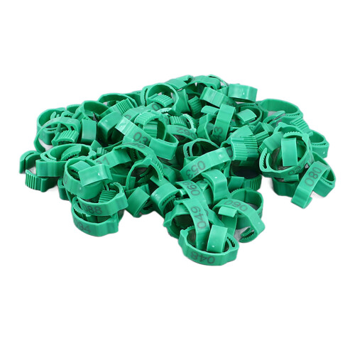 100Pcs Model Numbered Green Poultry Leg Bands