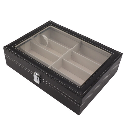 PU Leather Eyeglasses Display Case, Multi-Compartment Sunglasses Organizer, 1083g 1