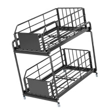 Spice Rack 2-Tier Large Capacity Black Organizer
