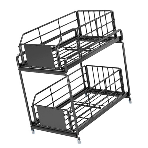 Spice Rack 2-Tier Large Capacity Black Organizer