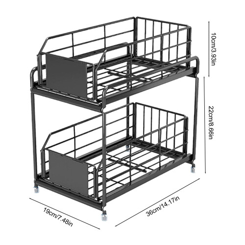 Spice Rack 2-Tier Large Capacity Black Organizer 1