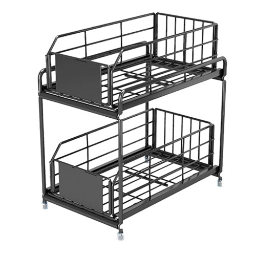 Spice Rack 2-Tier Large Capacity Black Organizer 2