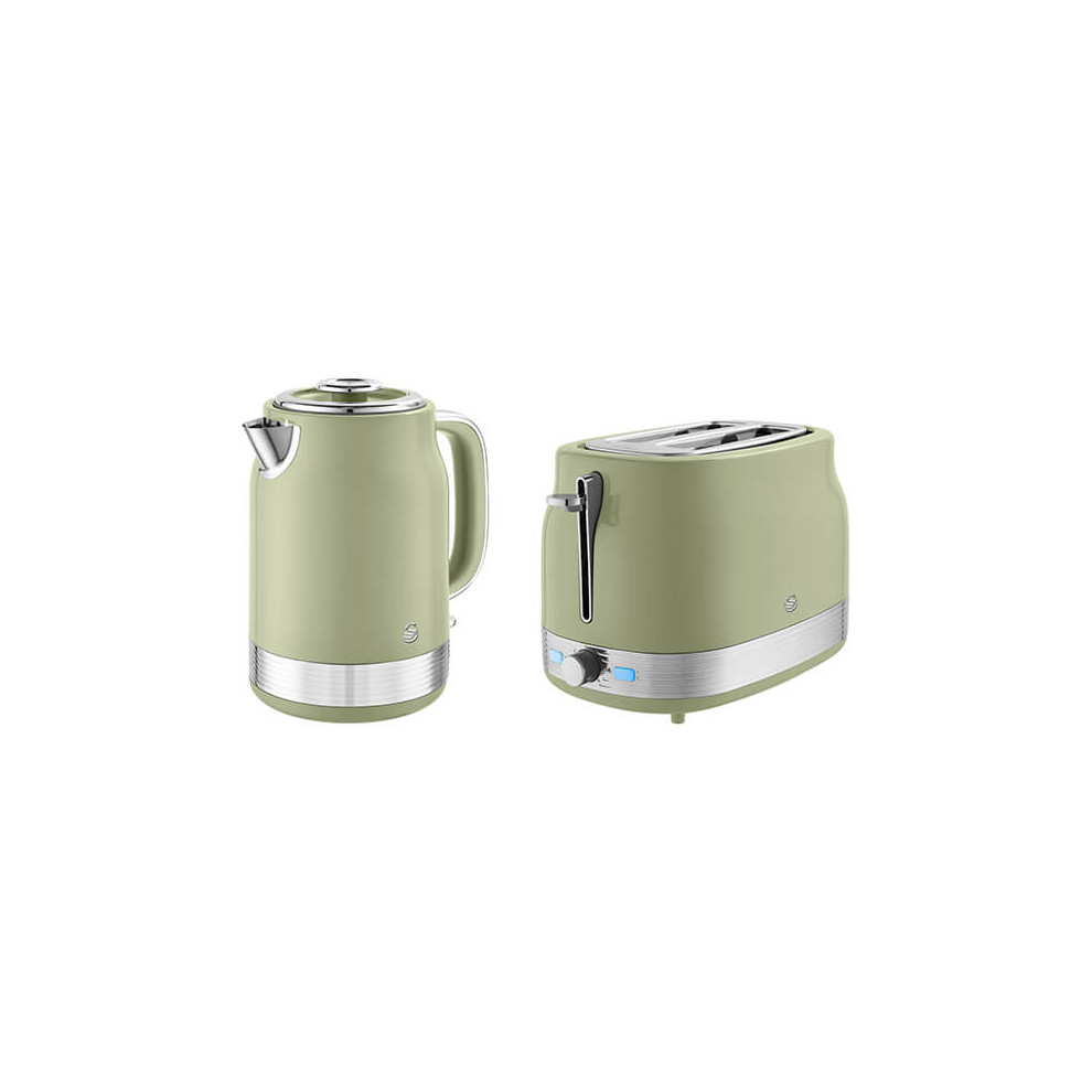 Swan Retro Revive Jug Kettle & 2 Slot Toaster Set Green
