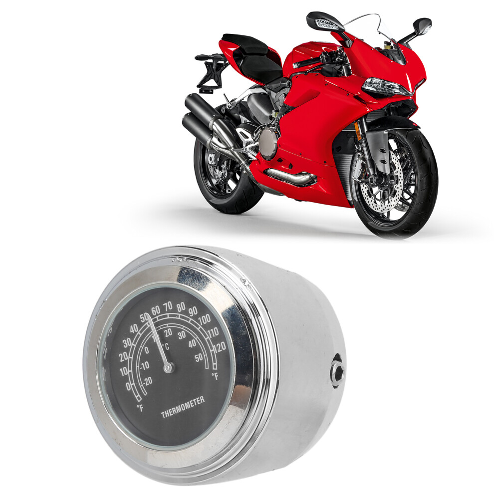 Motorbike Handlebar Temperature & Clock 22-25Mm Durable Waterproof Gauge Black 8431388271782