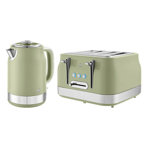 Swan Retro Revive Green Jug Kettle & 4 Slot Toaster Set