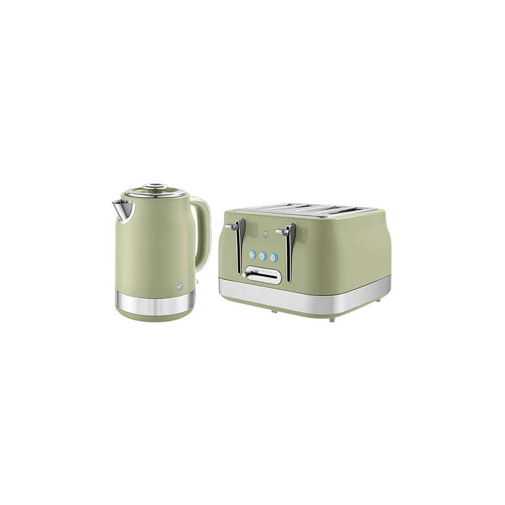 Swan Retro Revive Jug Kettle & 4 Slot Toaster Set Green