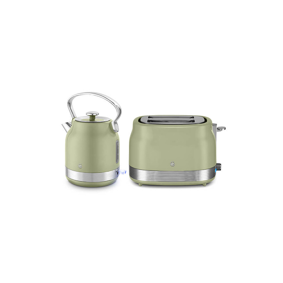 Swan Retro Revive Traditional Kettle & 2 Slot Toaster Set Green
