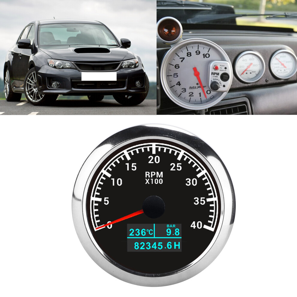 Pointer Tachometer 3 In 1 Rpm Water Temp Oil Pressure Ip67 For Car Boat Truck Black 3741388272937