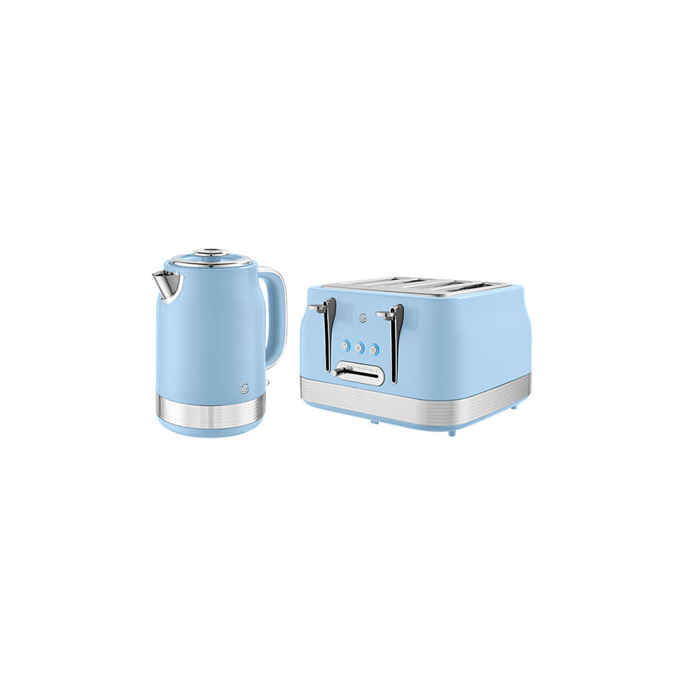 Swan Retro Revive Jug Kettle & 4 Slot Toaster Set Blue