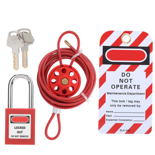 Adjustable Cable Lock Kit for Valve Energy Isolation Universal Red Security