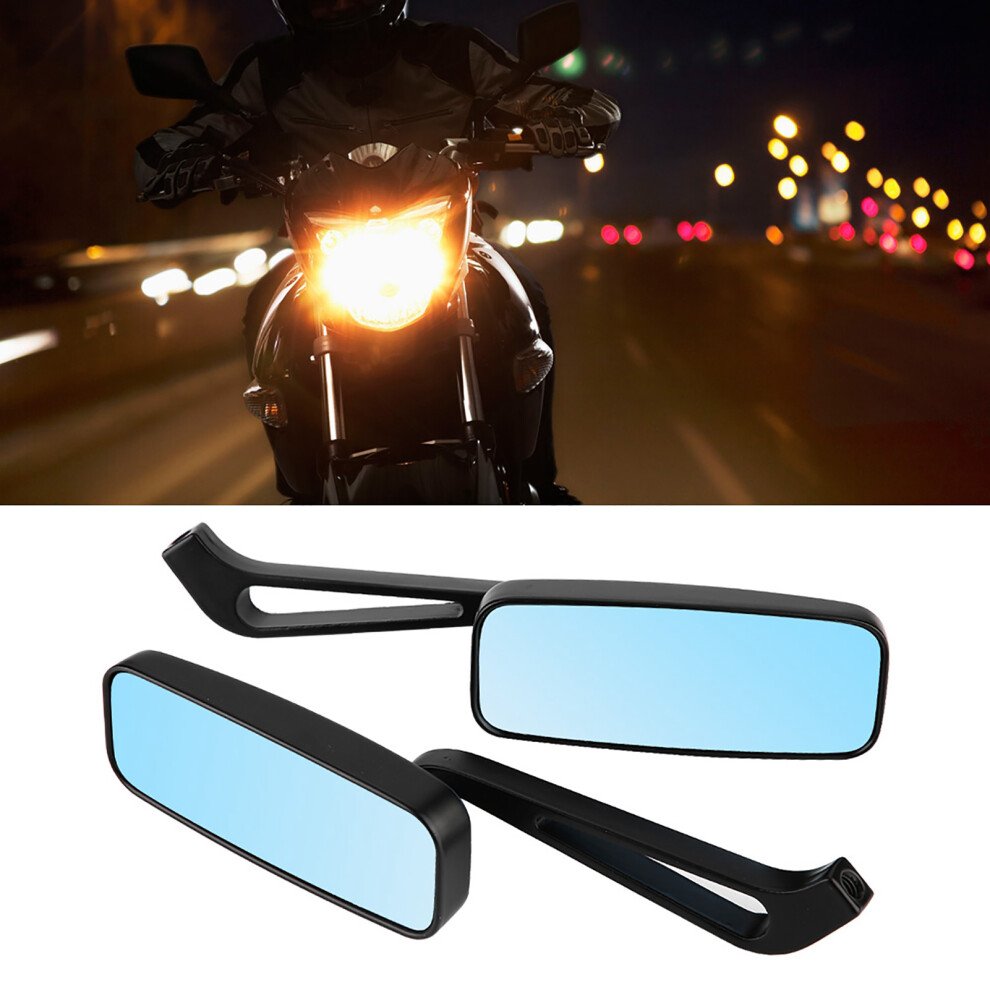 2Pcs Motorcycle Square Rearview Mirrors Lens Anti Dazzling Adjustable 21.5X10.5cm Blue 7621388278206