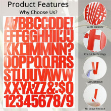8 Sheets 1.5 Inch Letter Number Stickers,576 Pieces Adhesive Alphabet Sticker Letters Decals for Scrapbooking Red