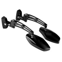 2 Pcs Aluminum Motorcycle Rearview Mirrors for Racing Bikes, Black/Blue