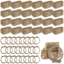24Pcs Western Themed Party Decorations 12 Decorative Hay Bales with 12 Twisted Hemp-Rope for Cowboy Table Centerpieces