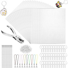 245 PCS Shrink Plastic Sheets Kit,Shrink Paper Keychain Kit,Shrinking Paper Set 25 Sheets Shrinky Papers,Hole Punch