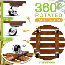 Plant Cart with Wheels, Heavy-Duty Plant Rack, Round with Metal Lockable Wheels, Suitable for Outdoor/Indoor Use