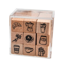 9 St/Set Söta Tecknade Minimönster Trästämplar Vanligt Liv Härlig Världskalender Planerarstämpel Scrapbooking B