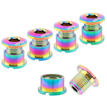 MUQZI 5Pcs Colorful Chainring Bolts Set Single/Double Chainring Screws for Road and Mountain Bikes 6.5mm