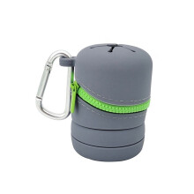 Fly Fishing Box Foldable Silicone Boxes with Zipper Portable Trash Can with Carabiner Clips Fishing Accessories