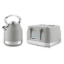 Swan Retro Revive Grey Traditional Kettle & 4 Slot Toaster Set