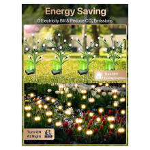 Solar Garden Lights 2 Pack,2 Lighting Modes Waterproof Firefly Light with Artificial Green Leave & Branches
