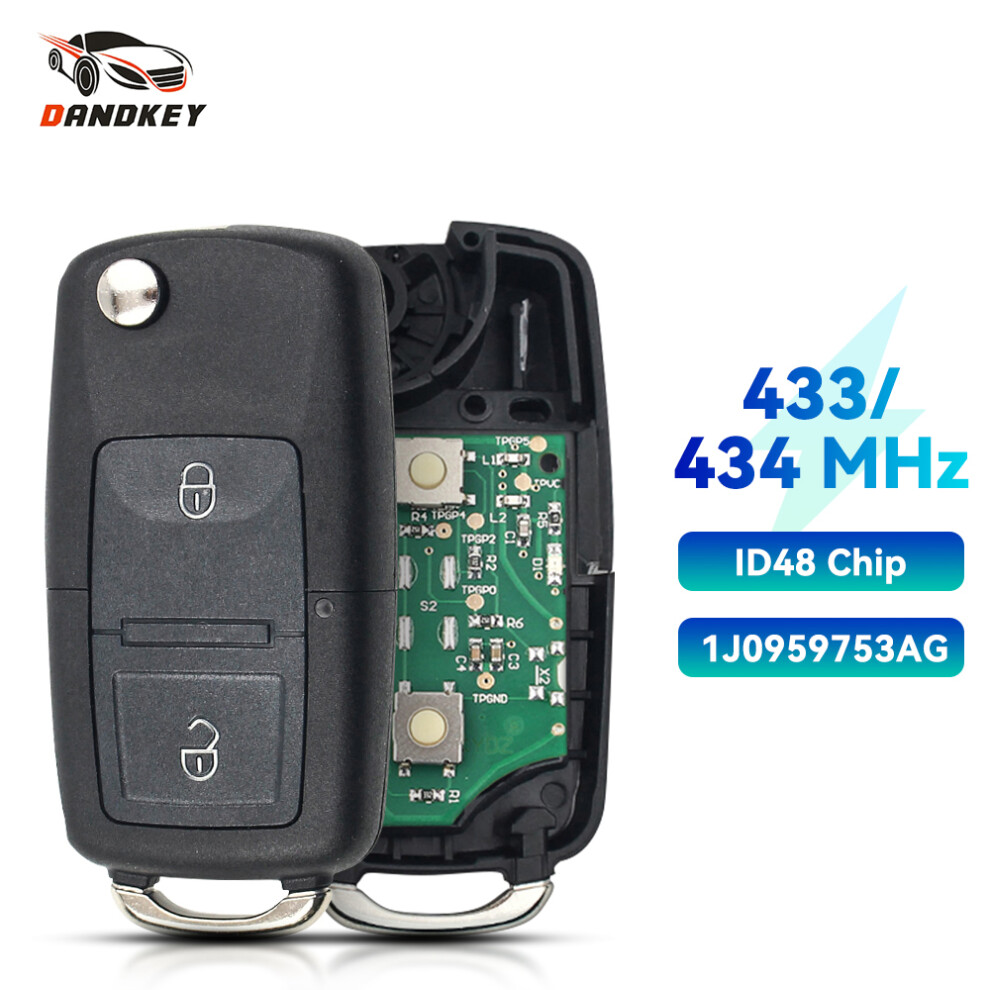 2 Button For Vw Volkswagen Beetle Bora Golf Passat Polo 433Mhz Id48 Chip 1J0 959 753 Ag Flip Smart Remote Key Key Shell 6935161656237