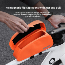 ESLNF Waterproof Bicycle Frame Bag Hard Shell Magnetic Suction Front Tube Bag for MTB and Road Bikes Cycling Accessories Black