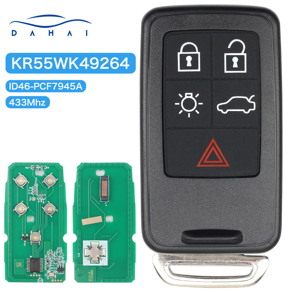 Car Remote Control Key For Volvo S60 S60l S80 Xc60 Xc70 V40 V60 Id46 Pcf7953 433Mhz Kr55wk49264 Non-Keyless Card 6935161655681