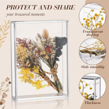 2 Pcs Acrylic Shadow Boxes Display Cases, Shadow Box DIY Frame Clear Acrylic Display Cases Wedding Memory Dried Flower