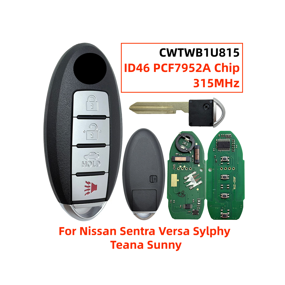Cwtwb1u815 Twb1u815 4 Buttons Smart Keyless Remote Key Fob 315Mhz Id46 Pcf7952a Chip For Nissan Sentra Versa Sylphy Teana Sunny 6935161655339