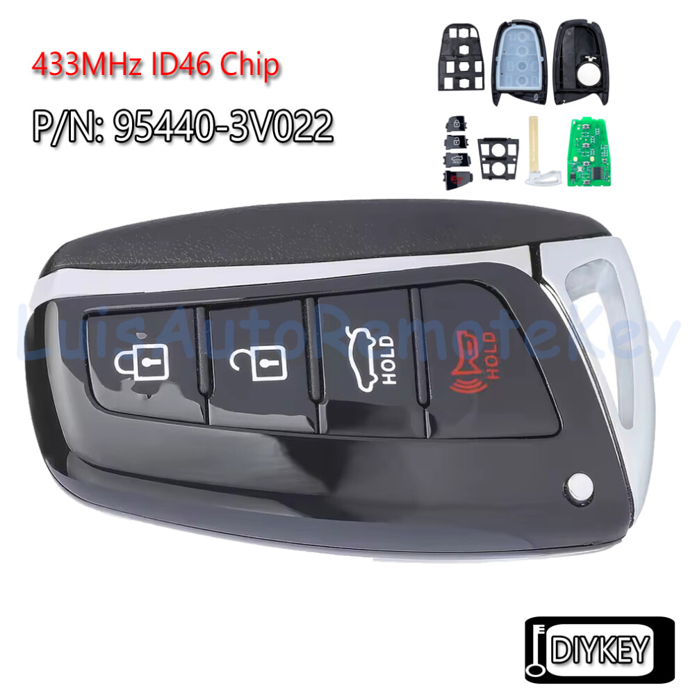 4 Buttons Smart Remote Car Key With 433Mhz Id46 Chip For Hyundai Azera 2015 2016 2017 Fcc Id: Sy5dmfna433, P/N: 95440-3V022 6935161645118