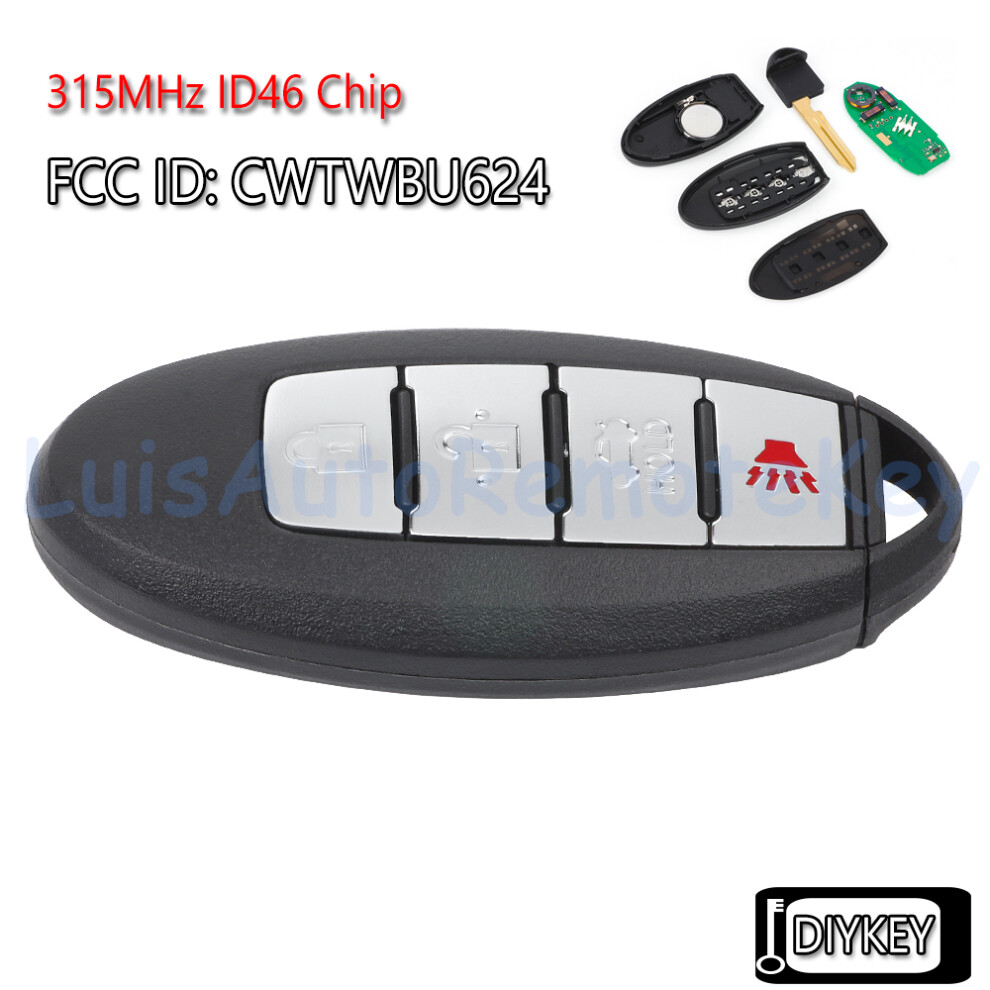 4 Buttons Smart Remote Car Key Fob 315Mhz Id46 Chip For Nissan Armada 2008-2015 For Infiniti Qx56 2008-2010 Fcc Id: Cwtwbu624 6935161644821
