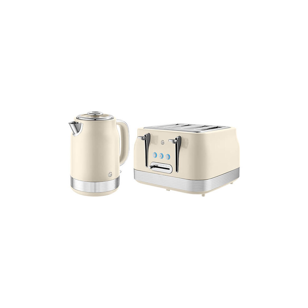 Swan Retro Revive Jug Kettle & 4 Slot Toaster Set Cream