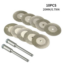 10pcs Diamond Cutting Wheel Blades Set for Metal with 2 Shanks 20mm