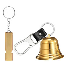 2Inch Loud Bear Bell with Emergency Whistle Solid Brass Bear Bells Carabiner for Survival, Biking, Fishing, Climbing