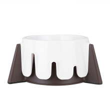 Pet Slow Food Bowl for Dog & Cat, Adjustable Heights, 475g, White/Brown