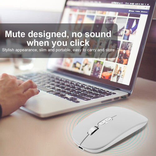 Wireless Rechargeable Optical Mouse M103, 800-1600dpi, Silver 2