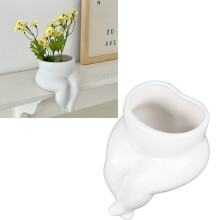 White Ceramic Fat Legs Body Shaped Vase for Modern Home Decor | 390g