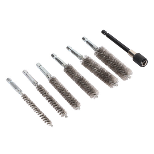 7Pcs Stainless Steel Bore Brushes for Power Drill Cleaning, Various Sizes 1