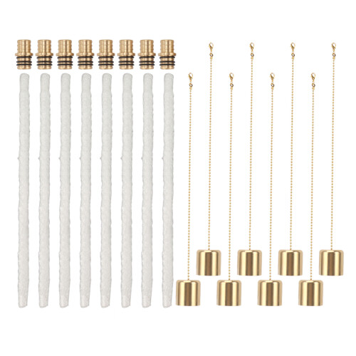 8 Pack Wine Bottle Torch Kit Torch Wicks Brass Torch Wick Holders Caps w/Gaskets 1