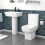 NES Home White 560mm Square Modern Full Pedestal Basin with Toilet 1