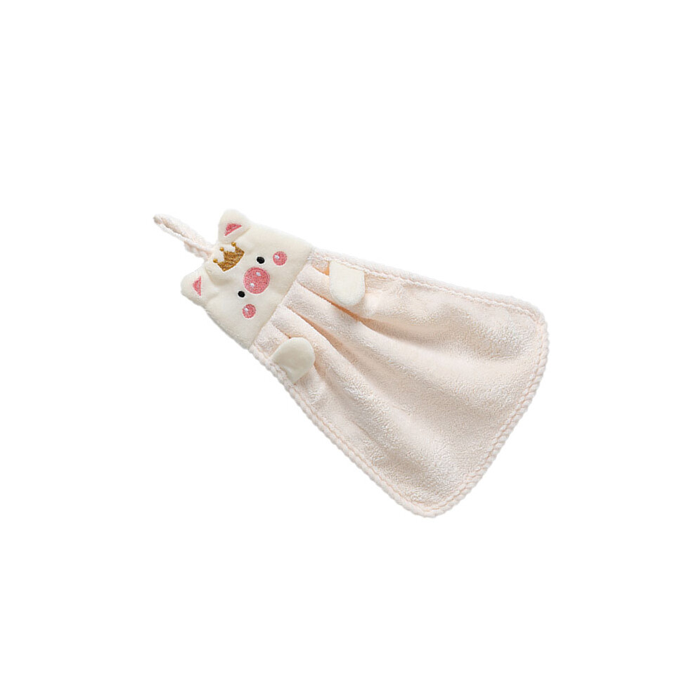 Kid Hand Towel 30g Coral Velvet Beige Pig Pattern