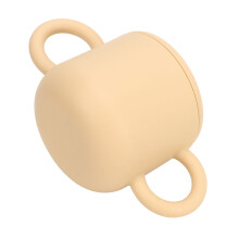 Baby-Silikon-Snackbecher 350 ml Beige Tragbar mit doppelt Ohren Design