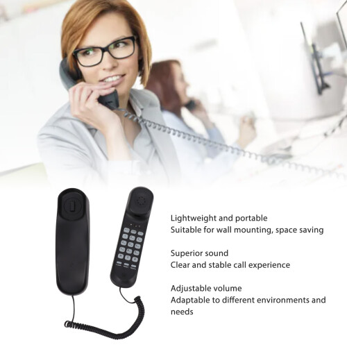 Multifunctional Black Corded Phone with Clear Sound, Adjustable Volume 2