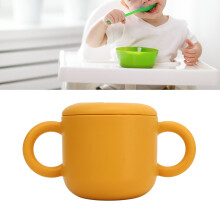 Baby Silikon Snackbecher 350ml, tragbar 15x8x7cm, sicher & Doppelohren-Design