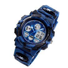 Kids Digital Wristwatch 48mm Waterproof Alarm Camouflage Blue